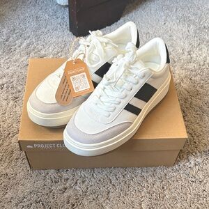 Project Cloud Women’s White Sneakers with Black Stripes